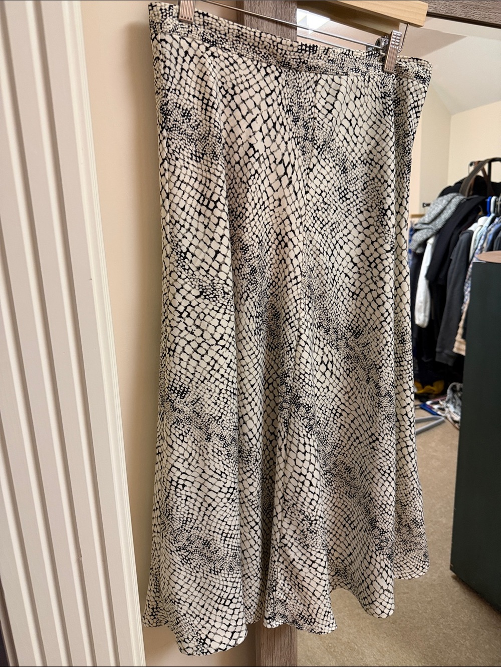 Banana Republic Black & White Snake-Print Midi Skirt